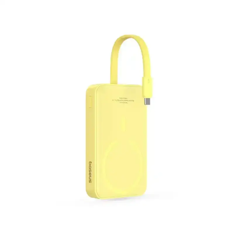 طراحی پاوربانک مدل Magnetic Mini Wireless (Type-C Edition) ظرفیت 10000 میلی‌آمپر ساعت باسئوس